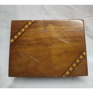 Vintage Wooden Keepsake Trinket Box Jewelry Box Inlays Unbranded